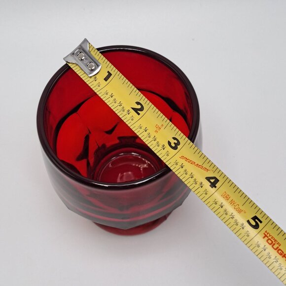 Anchor Hocking Ruby Red Georgian Honeycomb Drinking Glass 4" tall - Picture 3 of 7